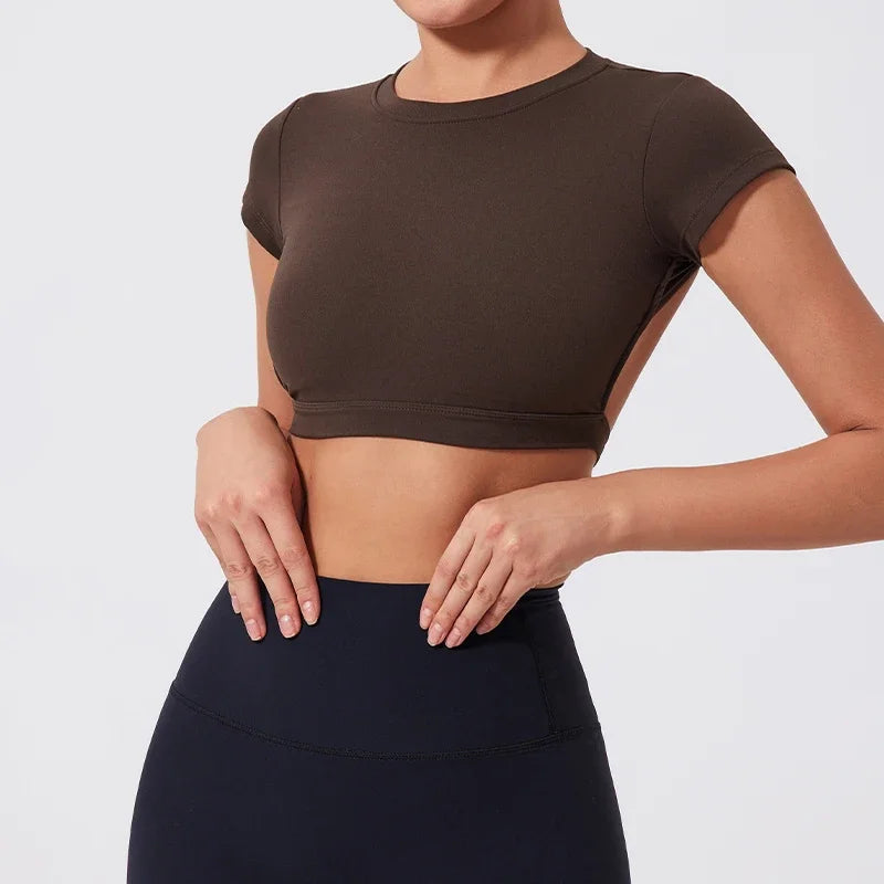 Quick-Dry Yoga Crop Top Backless Gym Top